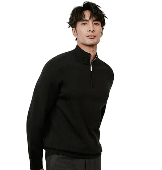GolfThing Men’s Half Zip Knit Golf Sweater – Black