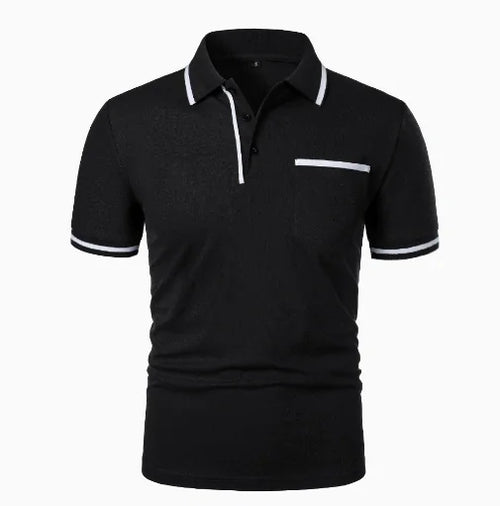 GolfThing Elite Lapel Golf Polo Shirt - Black