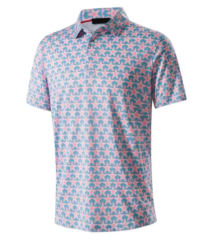 GolfThing 3D Print Pattern Golf Polo Shirt - Navy