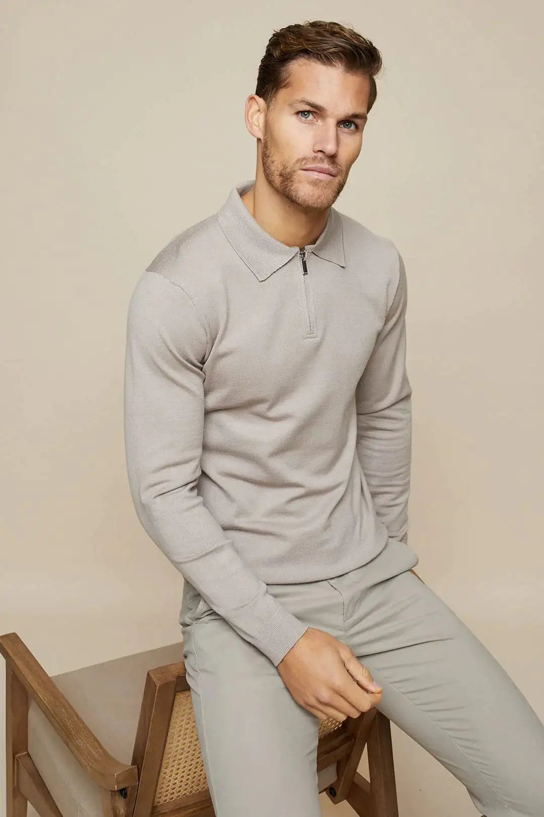 Men's GolfThing Knitted Long Sleeve Polo