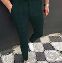GolfThing Check Print Slim Fit Golf Chinos - Green