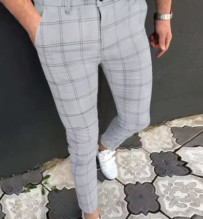 GolfThing Check Print Slim Fit Golf Chinos - Brown