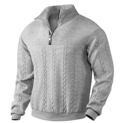GolfThing Links Knit Golf Sweater - Quarter Zip with Structured Collar White