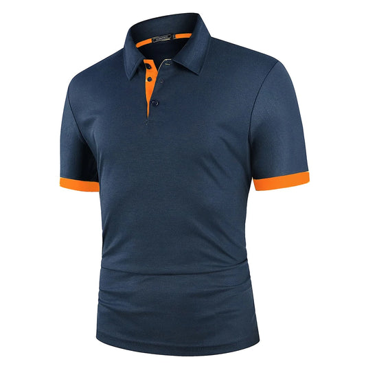 GolfThing Tour Classic Polo Shirt - Navy Orange