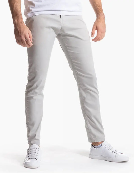 GolfThing Breathable Cotton Stretch Trousers - Light Grey
