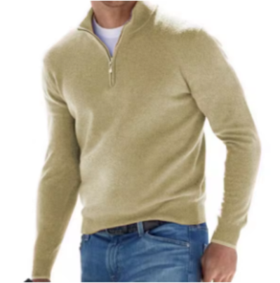 Men's Heritage Half-Zip Slim Fit Pullover Dark Beige
