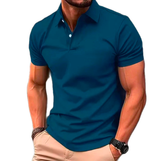 Men’s GolfThing Slim Polo Shirt Denim Blue