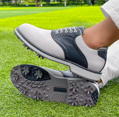 Men's GolfThing Classic Soft Spike Golf Shoes White/Navy