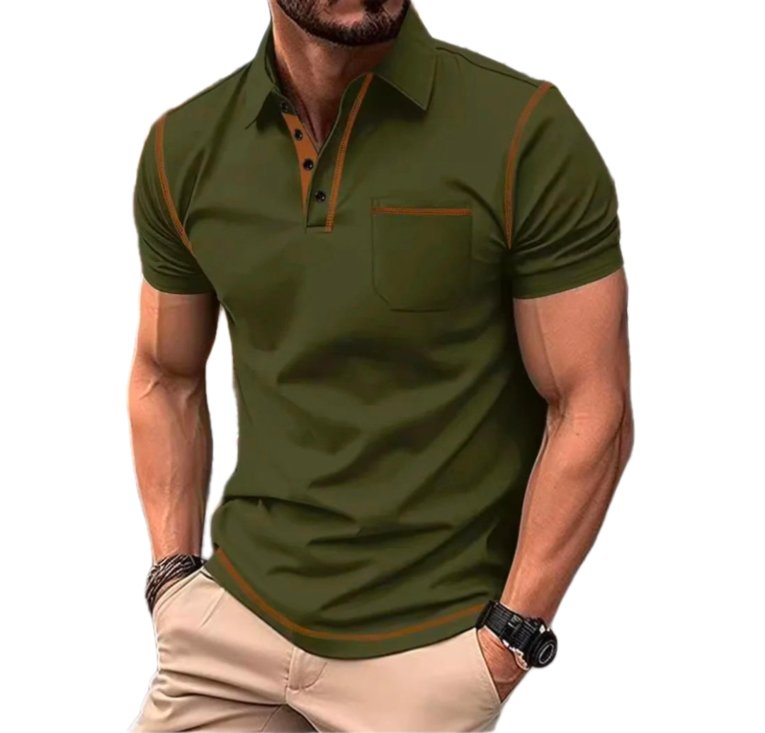 Men's GolfThing Polo Shirt with Detailing Khaki