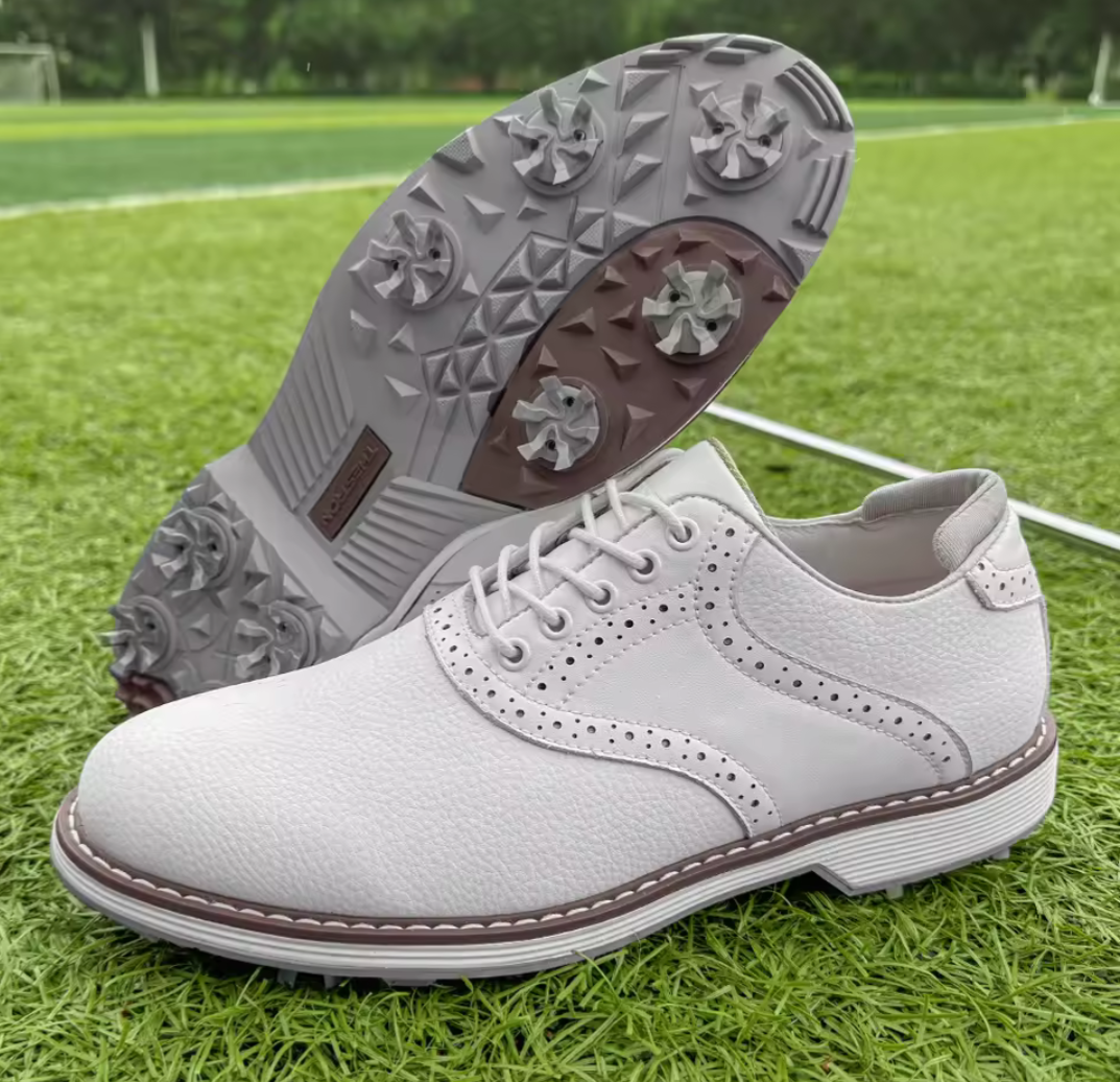 GolfThing Classic Golf Shoes - White Soft Spike