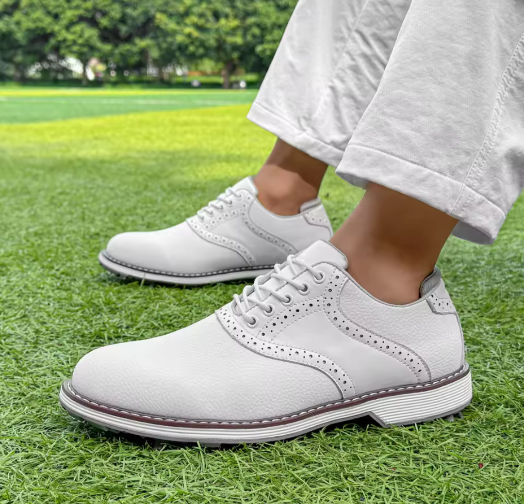 GolfThing Classic Golf Shoes - White Soft Spike