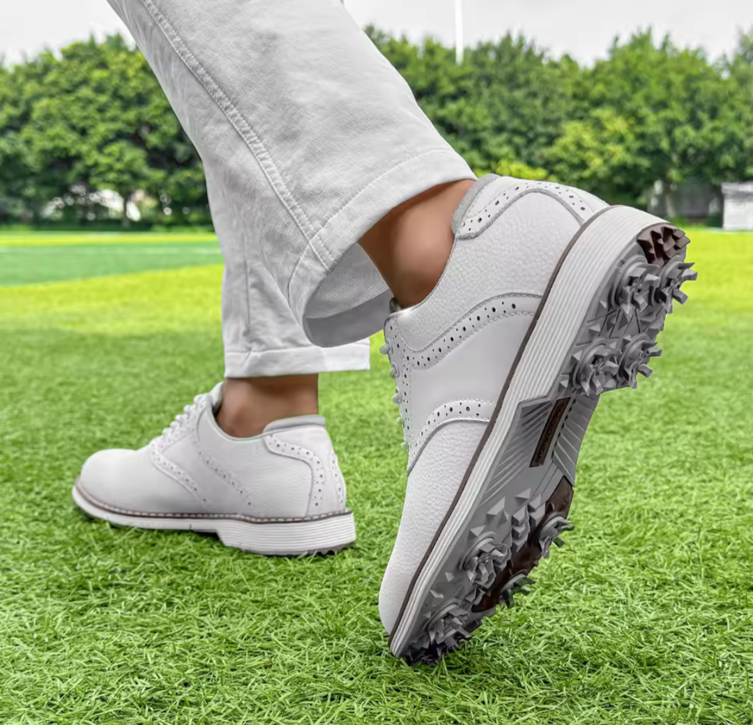 GolfThing Classic Golf Shoes - White Soft Spike