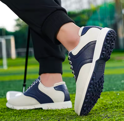 GolfThing Classic Brogue Golf Shoes - Trainer Style White Navy