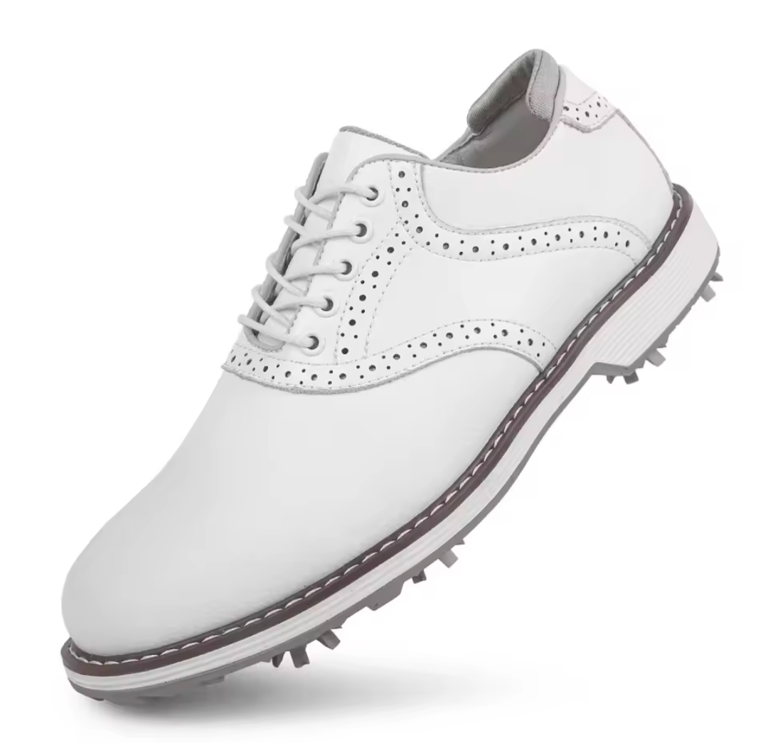 GolfThing Classic Golf Shoes - White Soft Spike