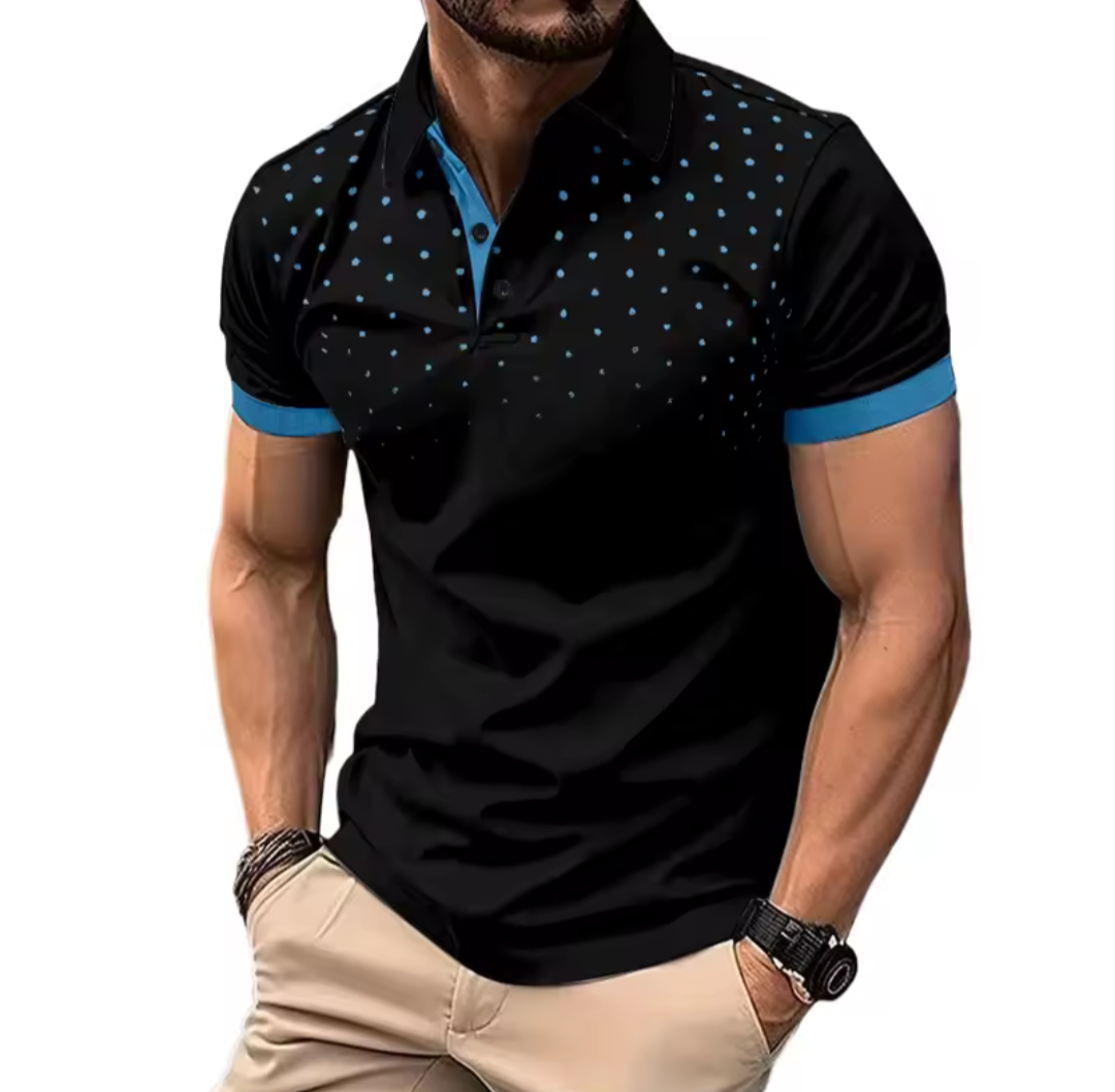 GolfThing FlexFit Polo Shirt - Black Blue