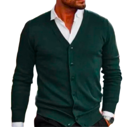 GolfThing Signature Knit Golf Cardigan Sweater - Green