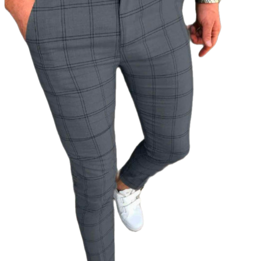 GolfThing Check Print Slim Fit Golf Chinos - Brown