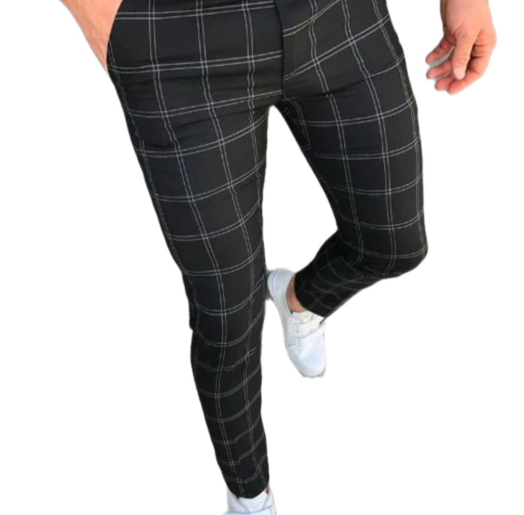 GolfThing Check Print Slim Fit Golf Chinos - Brown