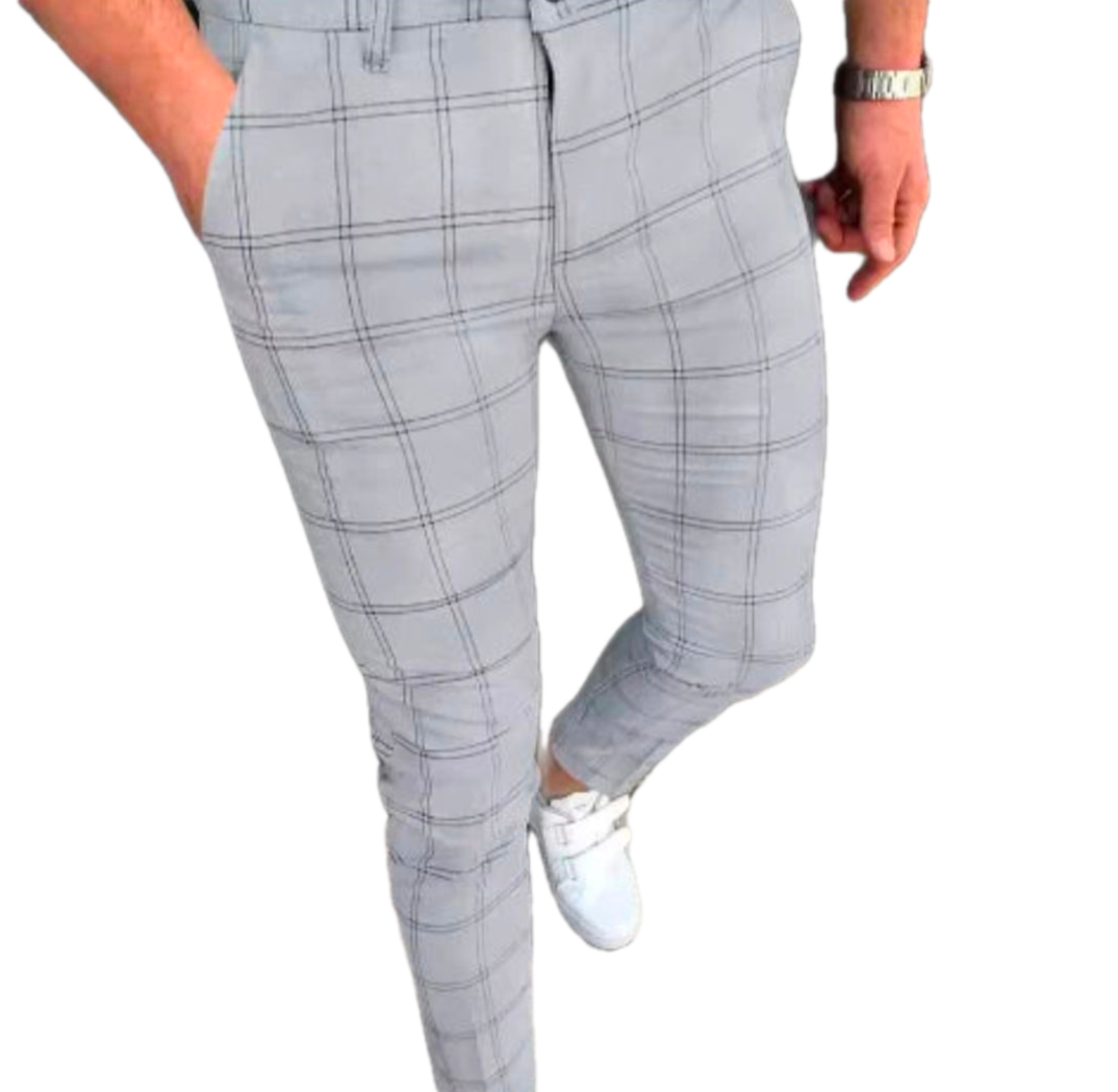 GolfThing Check Print Slim Fit Golf Chinos - Brown