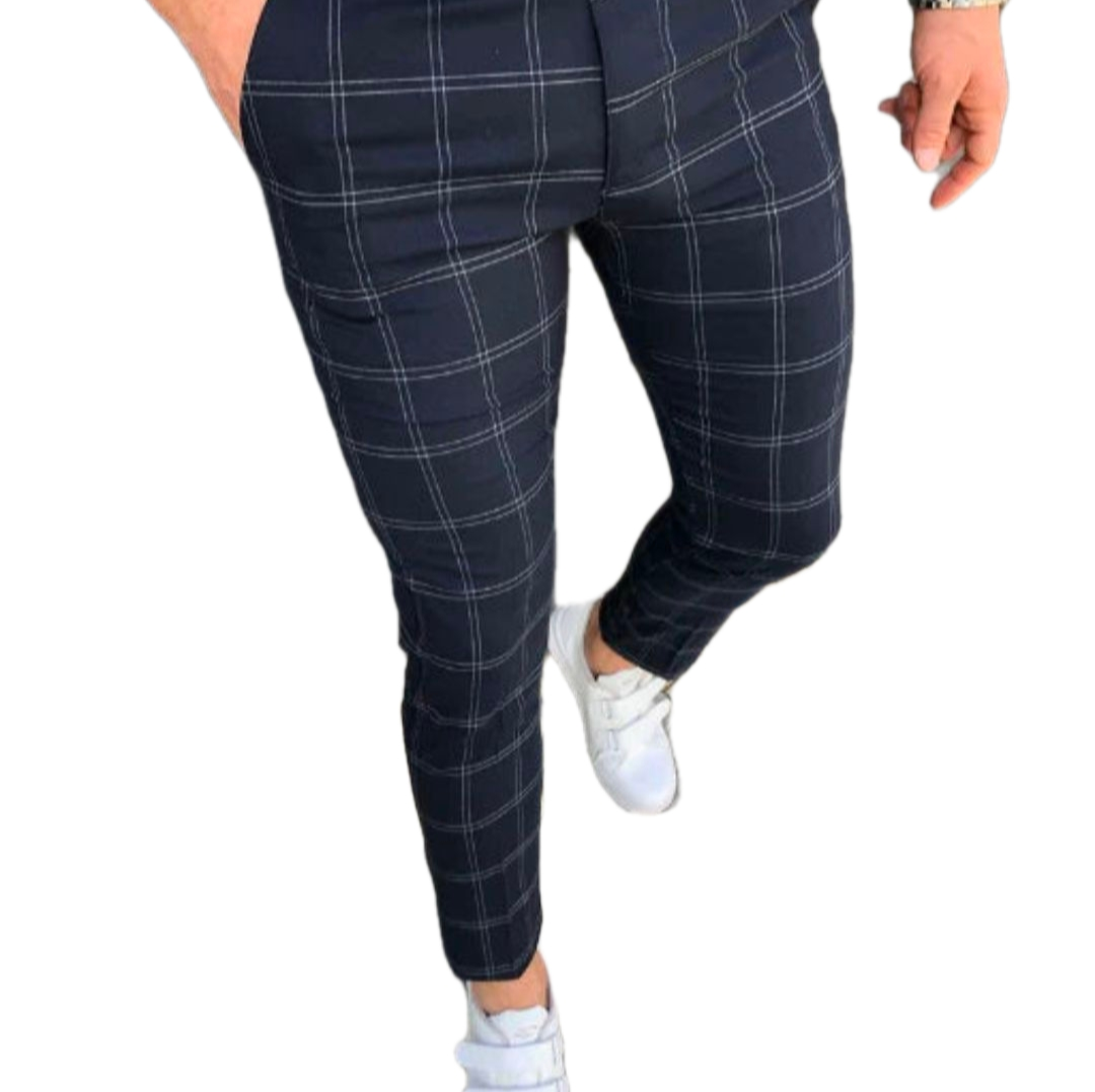 GolfThing Check Print Slim Fit Golf Chinos - Brown