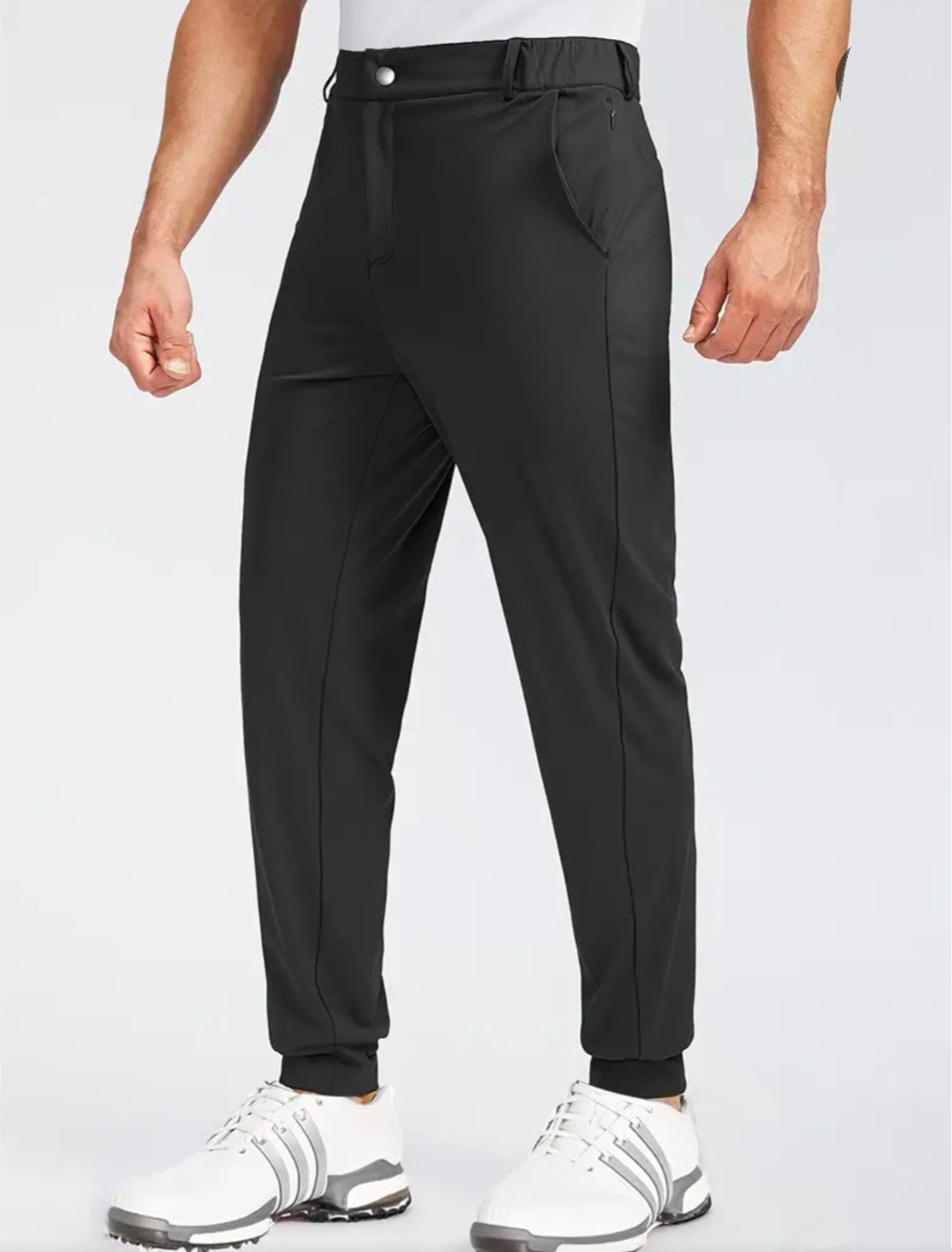 GolfThing FlexFit Golf Joggers with Zipper Pockets - Black