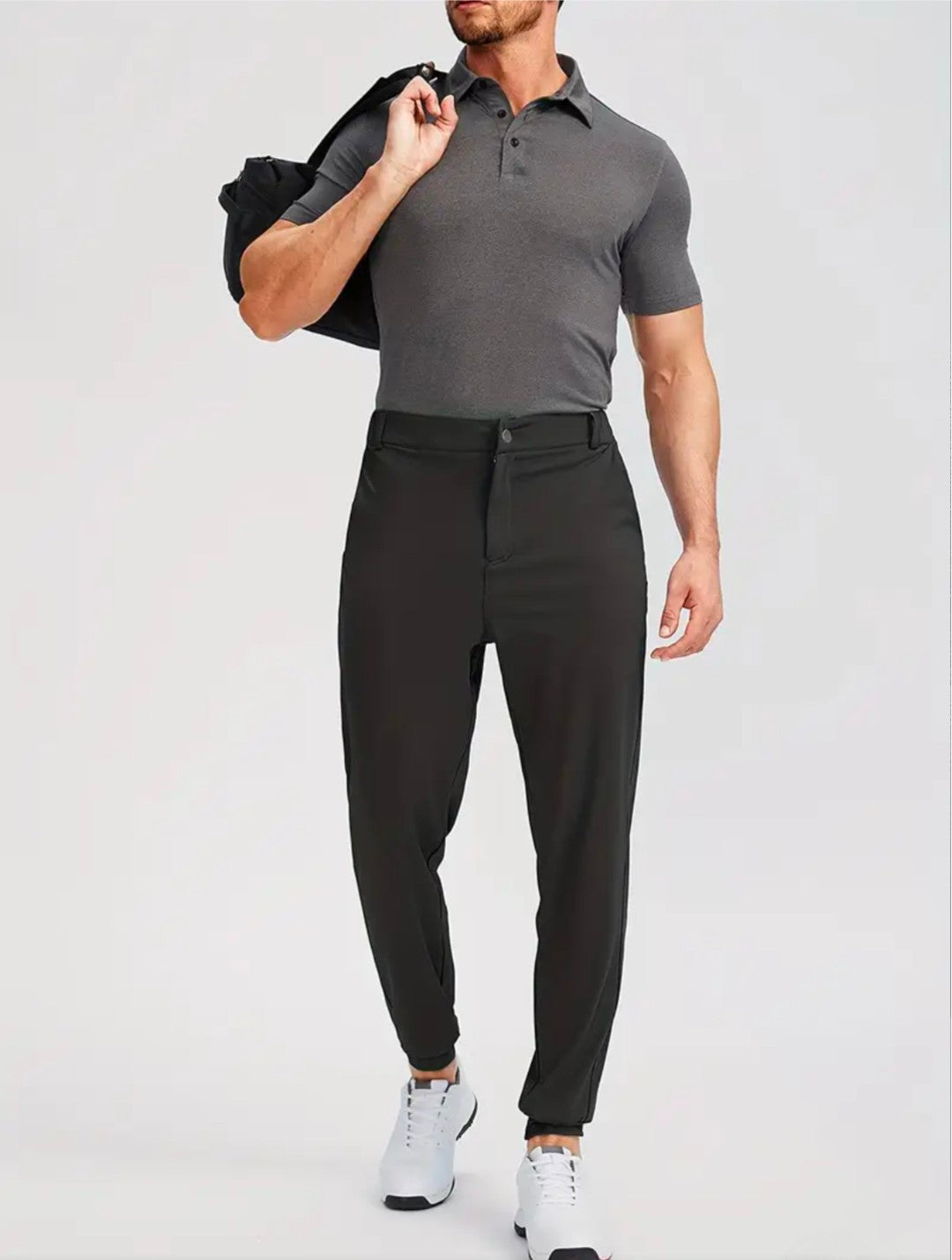 GolfThing FlexFit Golf Joggers with Zipper Pockets - Black