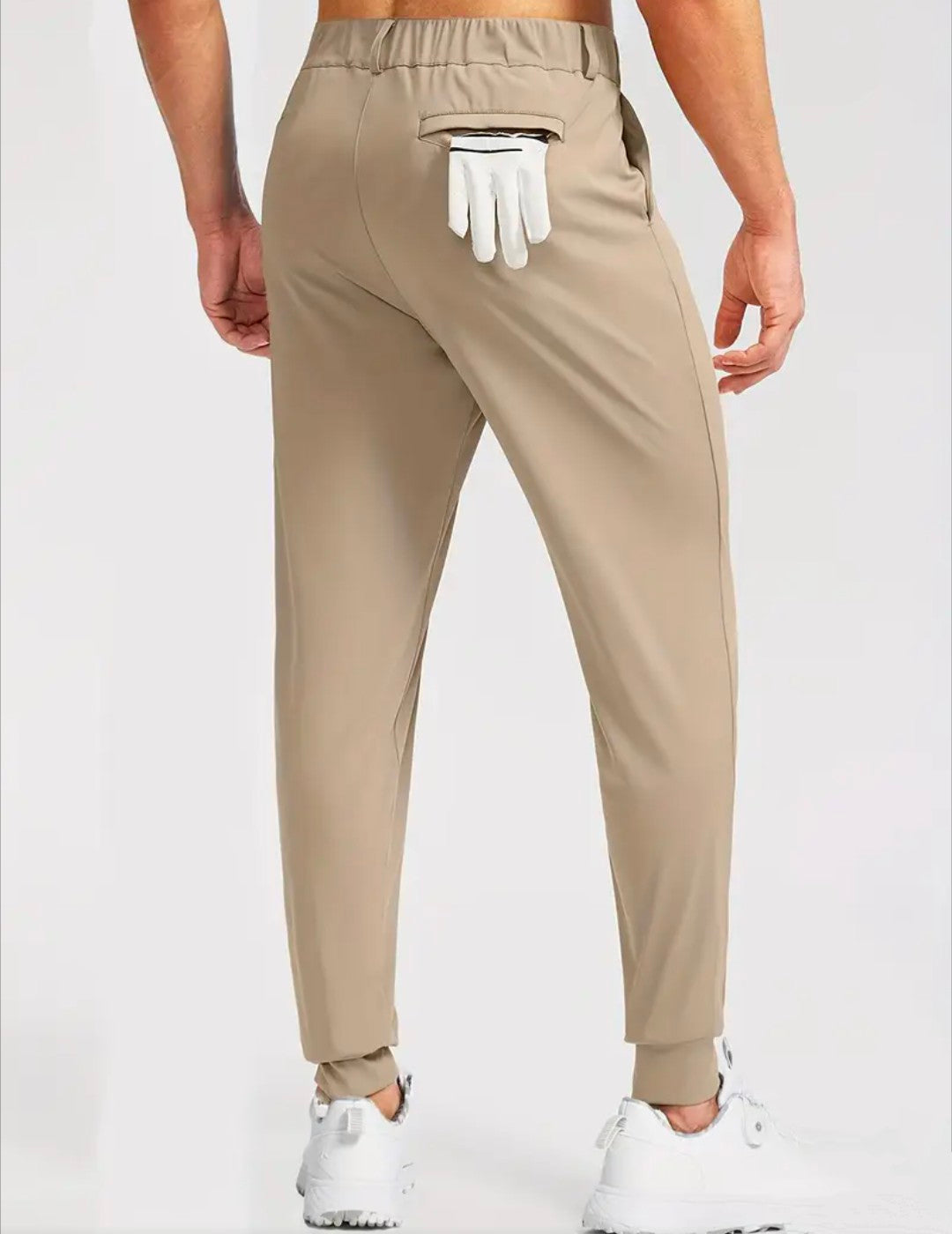GolfThing FlexFit Golf Joggers with Zipper Pockets - Khaki