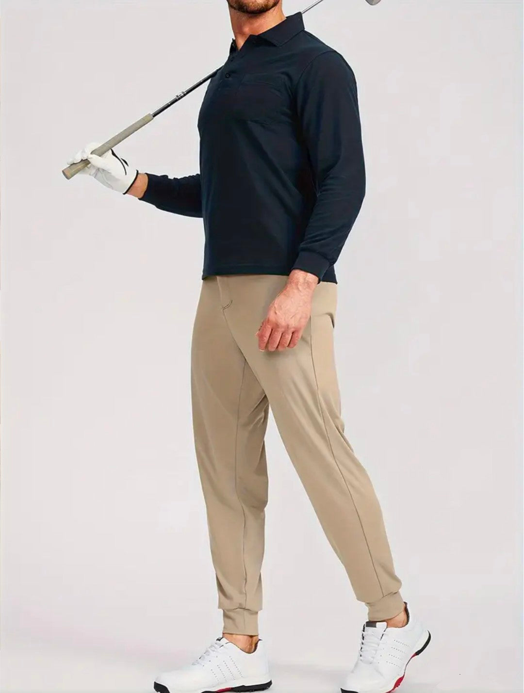 GolfThing FlexFit Golf Joggers with Zipper Pockets - Khaki