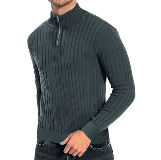 GolfThing Textured Rib Mock-Zip Sweater