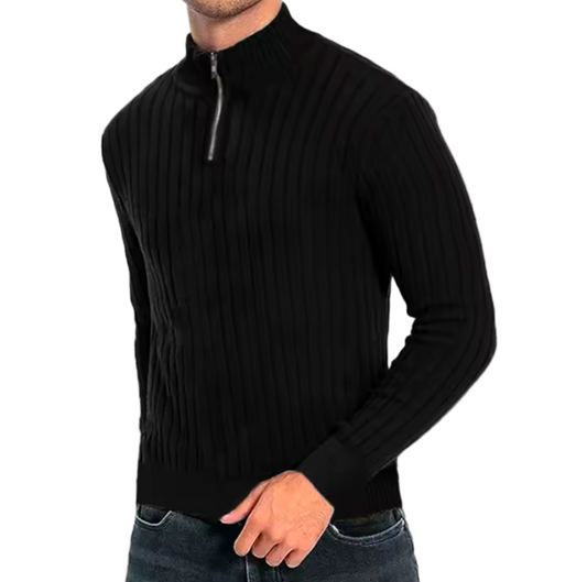 GolfThing Textured Rib Mock-Zip Sweater