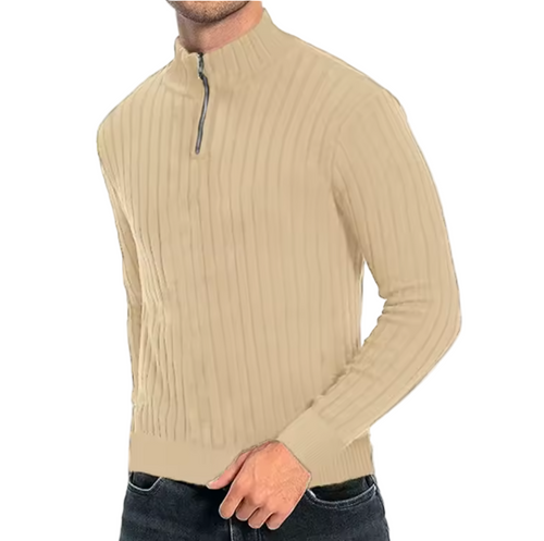 GolfThing Textured Rib Mock-Zip Sweater