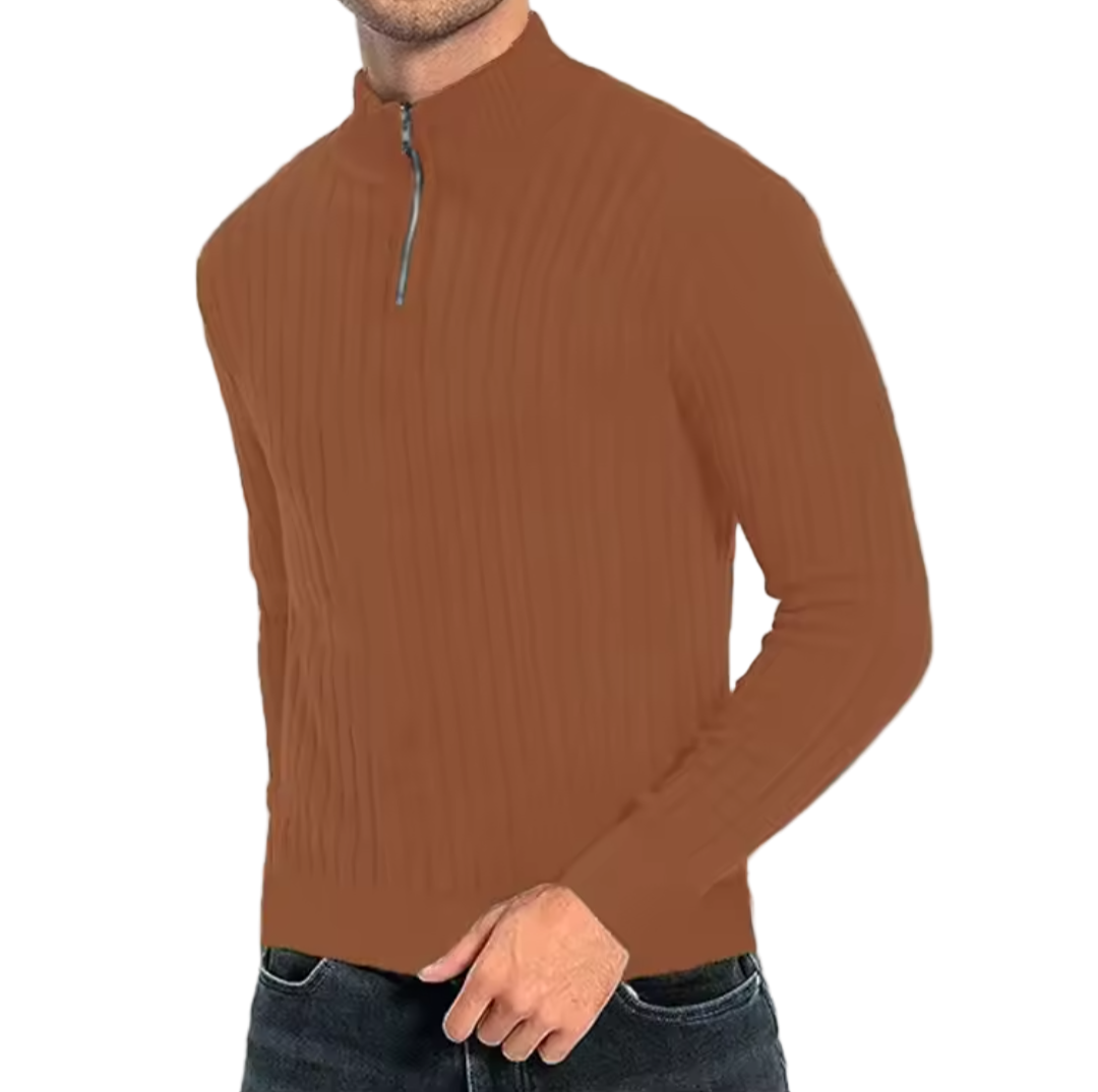 GolfThing Textured Rib Mock-Zip Sweater