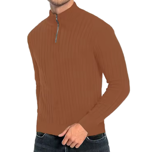 GolfThing Textured Rib Mock-Zip Sweater