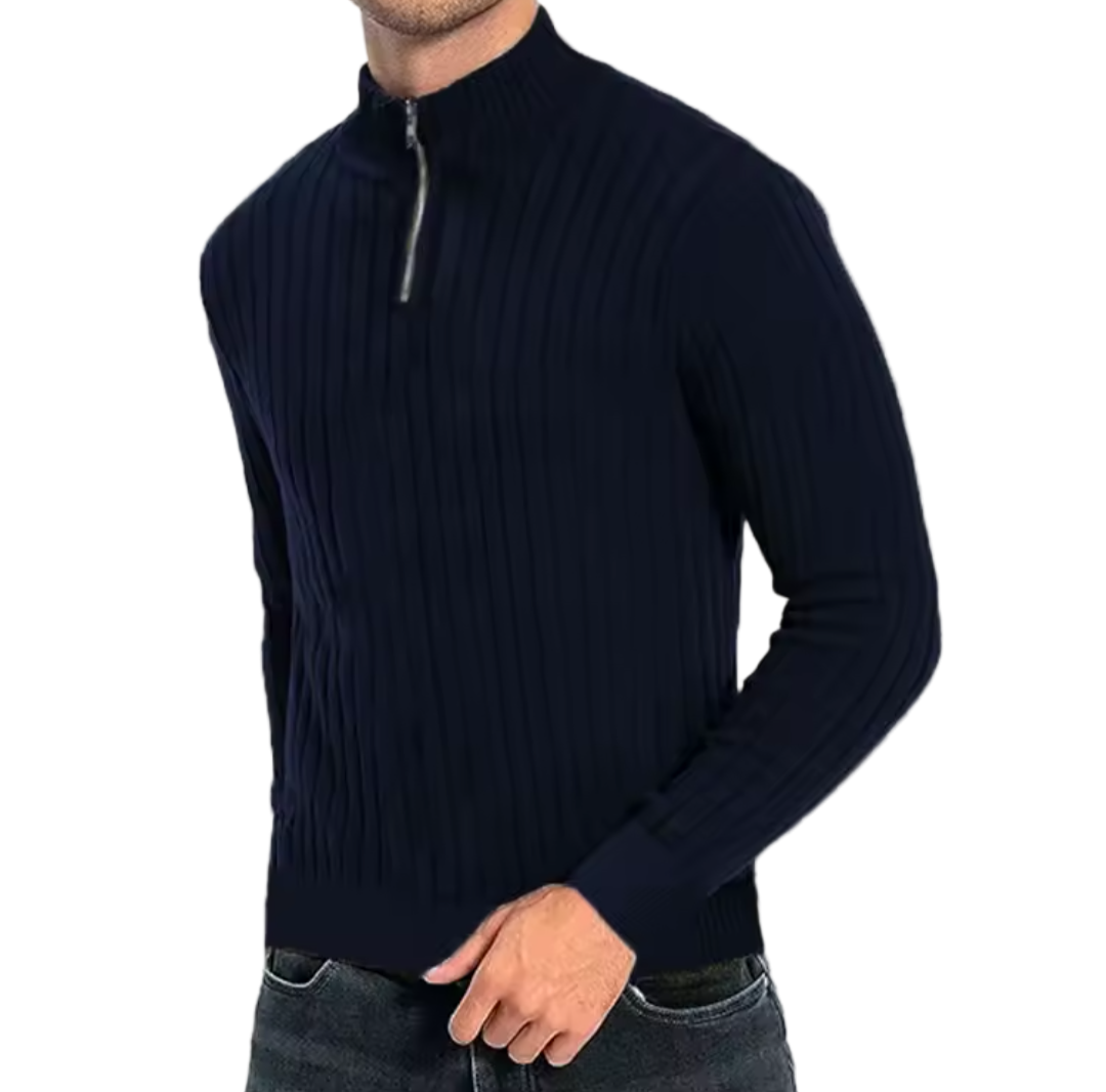 GolfThing Textured Rib Mock-Zip Sweater