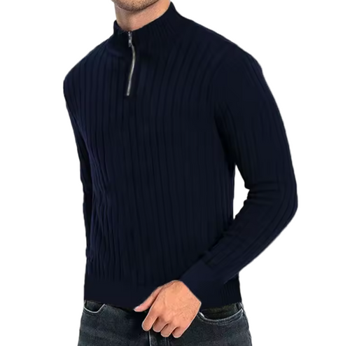 GolfThing Textured Rib Mock-Zip Sweater