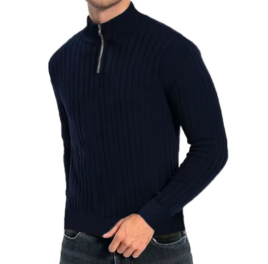 GolfThing Textured Rib Mock-Zip Sweater