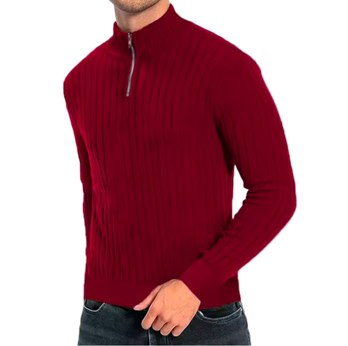 GolfThing Textured Rib Mock-Zip Sweater
