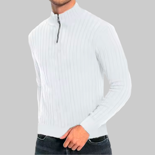 GolfThing Textured Rib Mock-Zip Sweater