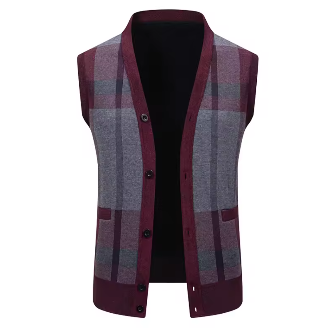 GolfThing Essential Plaid Cardigan Vest