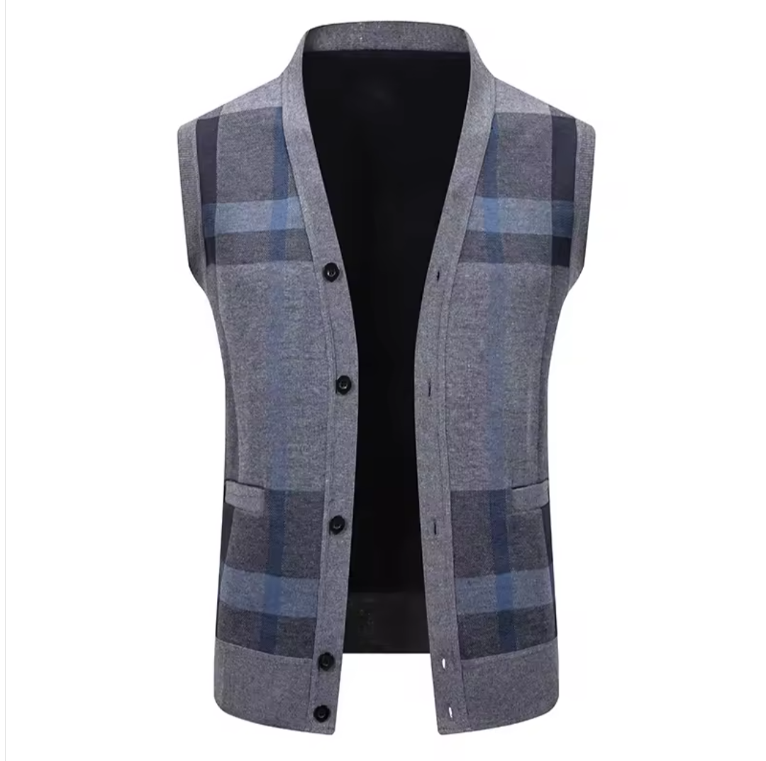 GolfThing Essential Plaid Cardigan Vest