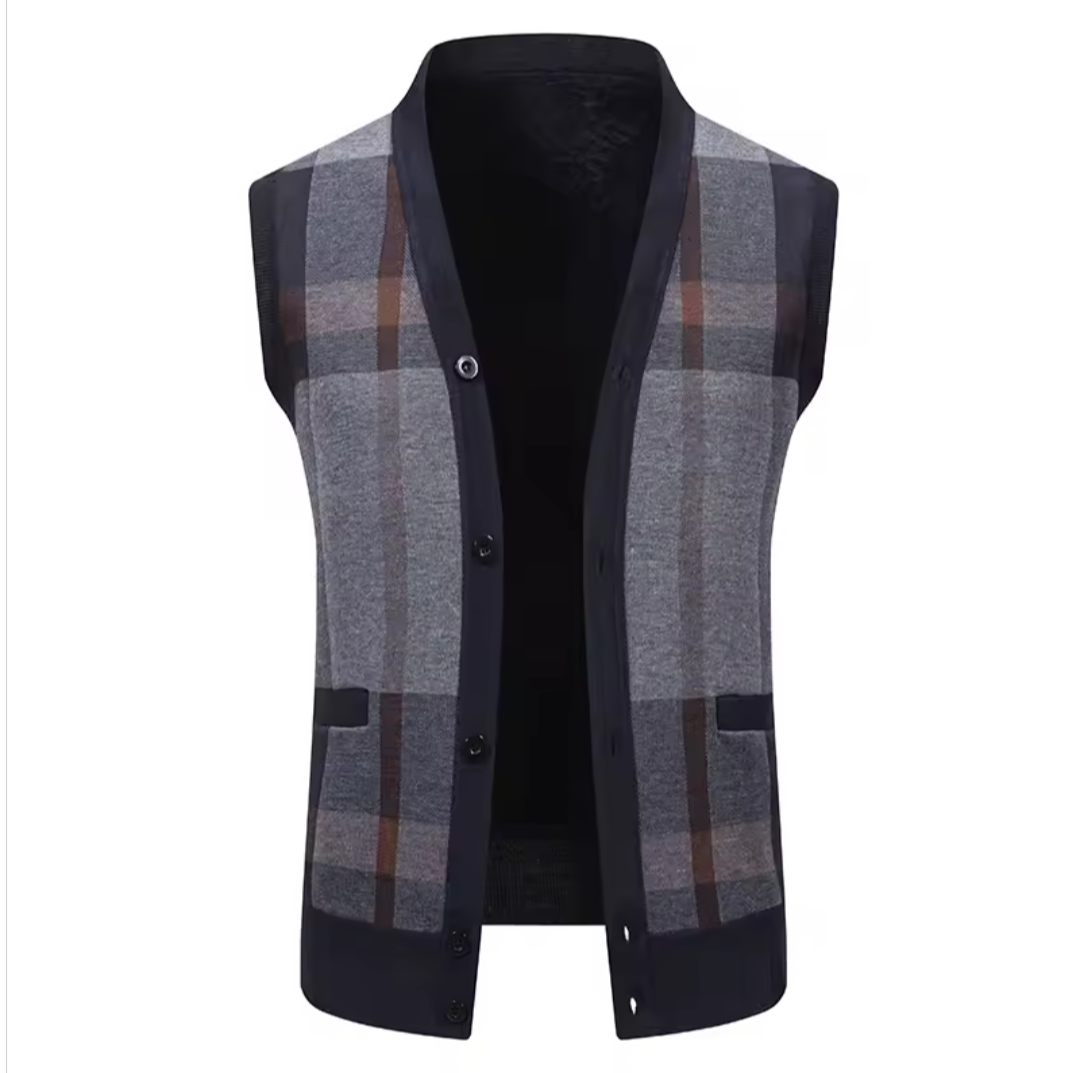 GolfThing Essential Plaid Cardigan Vest