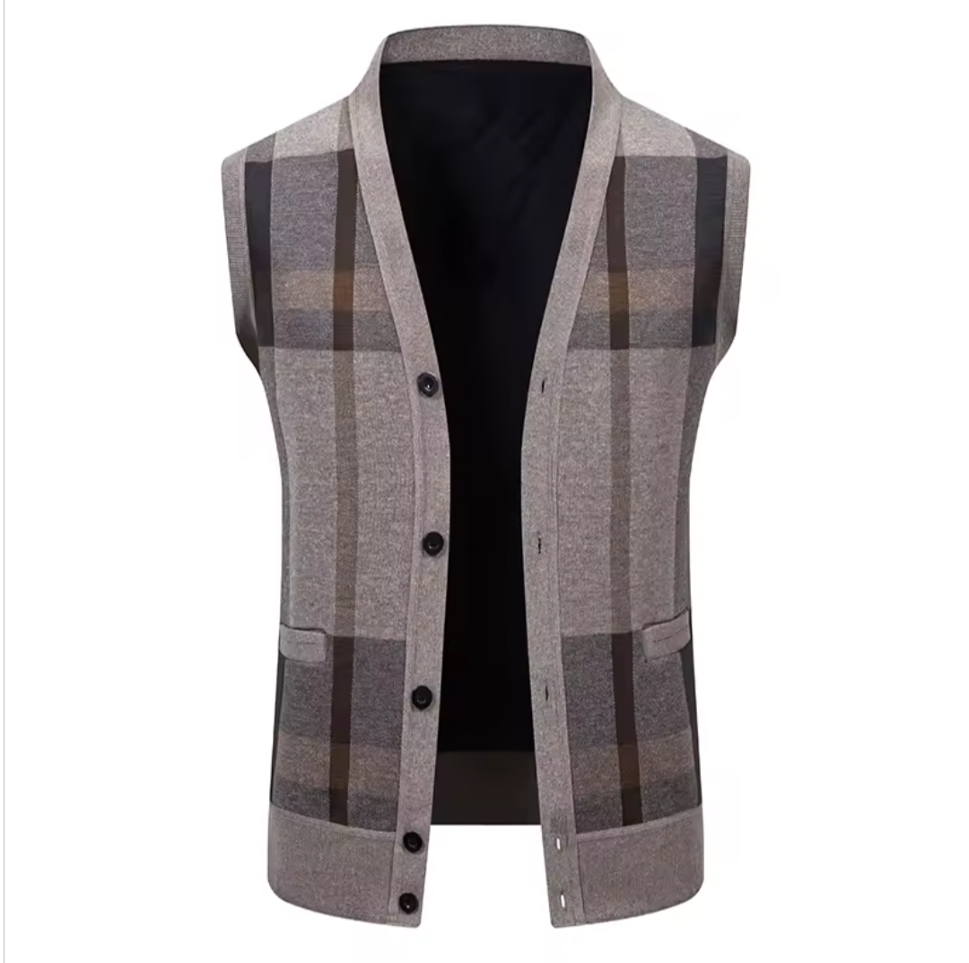 GolfThing Essential Plaid Cardigan Vest