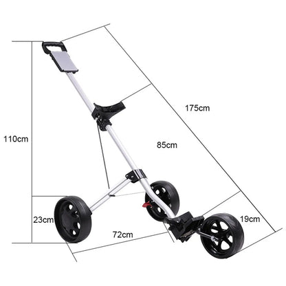 Aluminium Push Pull Golf Cart Lightweight 3 Wheel Caddy Cart Foldable