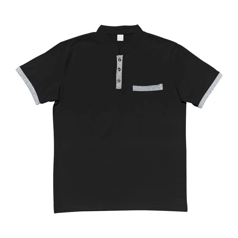 Men's GolfThing Short Sleeved Polo Shirt with Coloured Trim & Smart Lapel Grey