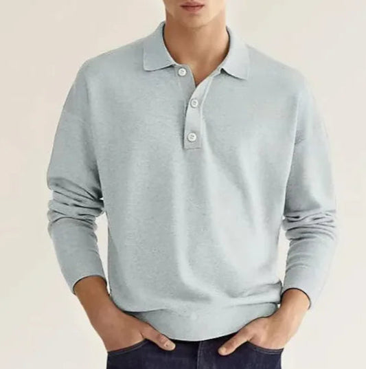 GolfThing Button Collar Sweater - Light Grey