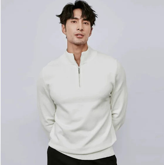 GolfThing Men’s Half Zip Knit Golf Sweater – Grey