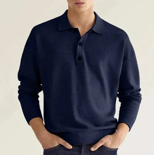 GolfThing Button Collar Sweater - Navy