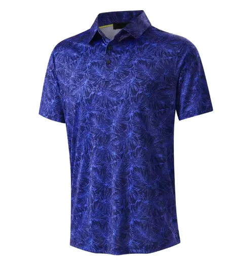 GolfThing 3D Print Pattern Golf Polo Shirt - Navy