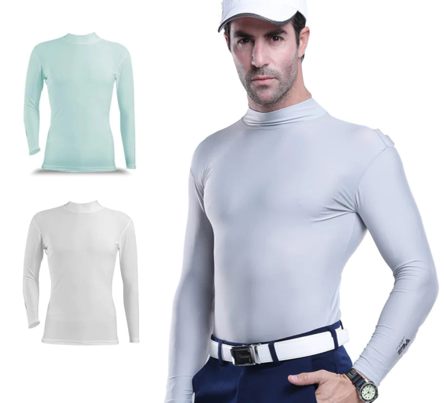 GolfThing Links Long Sleeve Golf T-Shirt Ice Silk Fabric - White