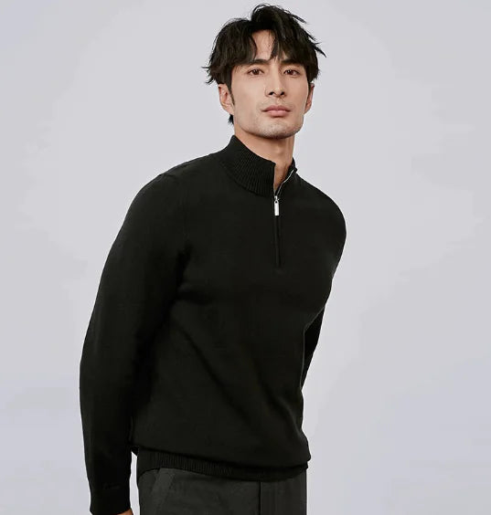 GolfThing Men’s Half Zip Knit Golf Sweater – Grey